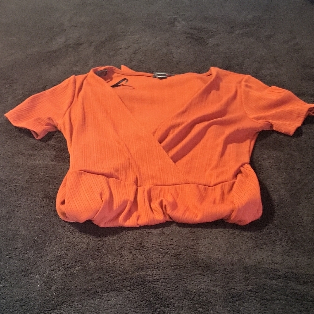 Forever 21 Orange Ruched Wrap Jumpsuit